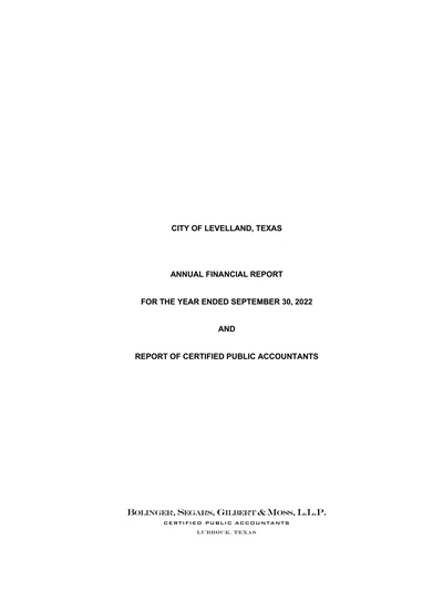 City of Levelland ACFR Cover