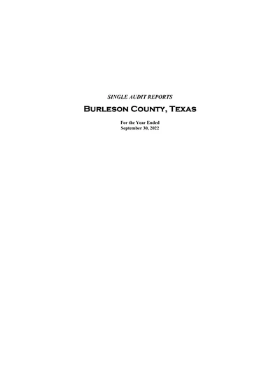 Burleson County, Texas ACFR Cover