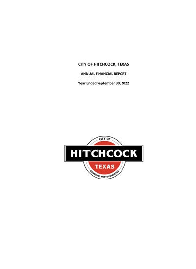 City of Hitchcock, Texas ACFR Cover