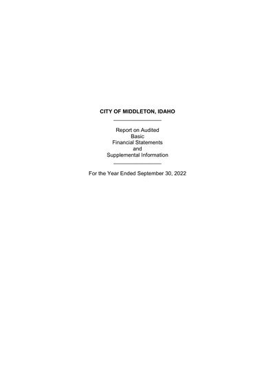 City of Middleton ACFR Cover