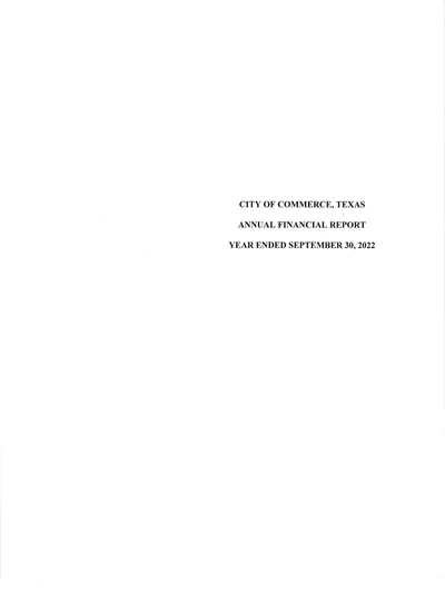 City of Commerce, Texas ACFR Cover