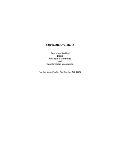 Cassia County ACFR Cover