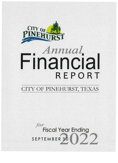 City of Pinehurst, Texas ACFR Cover