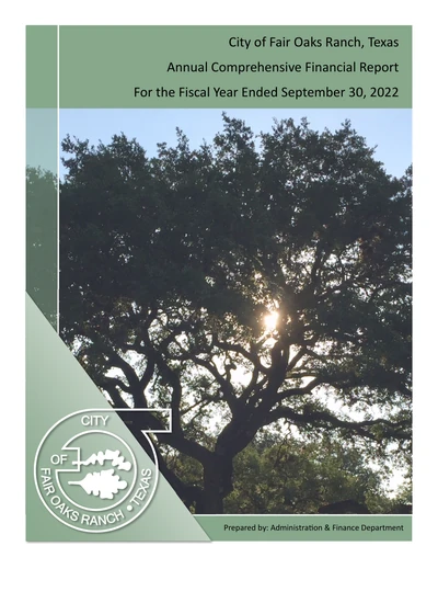 City of Fair Oaks Ranch, Texas ACFR Cover
