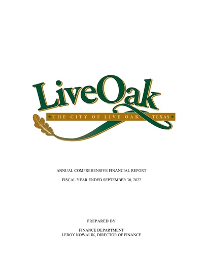 City of Live Oak ACFR Cover