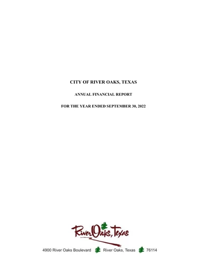 City of River Oaks, Texas ACFR Cover