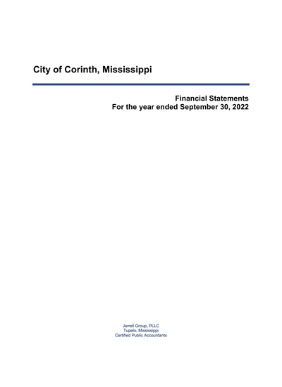 City of Corinth ACFR Cover