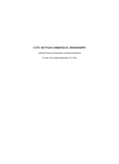 City of Pass Christian Mississippi ACFR Cover