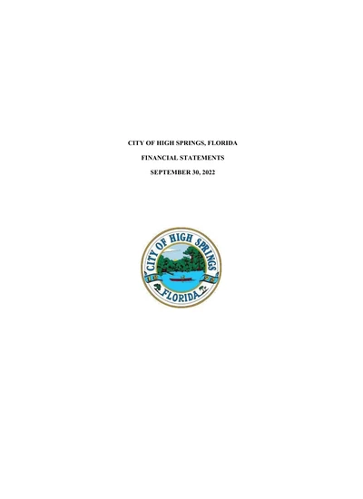 City of High Springs ACFR Cover