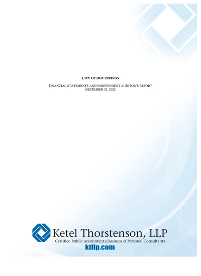 City of Hot Springs, South Dakota ACFR Cover