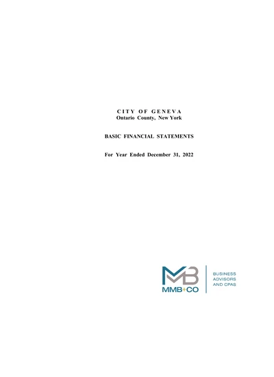 City of Geneva ACFR Cover