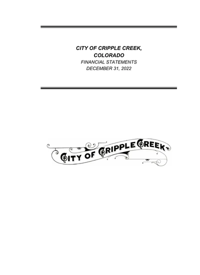 City of Cripple Creek ACFR Cover