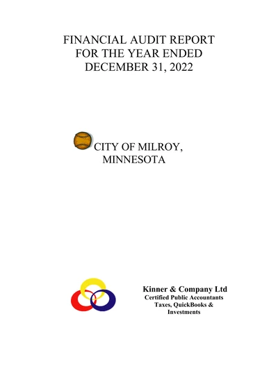 City of Milroy ACFR Cover