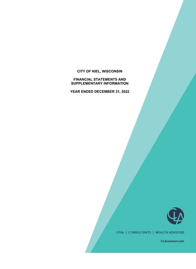 City of Kiel ACFR Cover