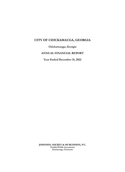 City of Chickamauga ACFR Cover