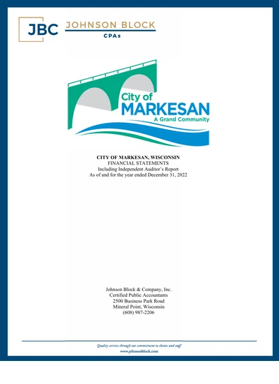 City of Markesan ACFR Cover