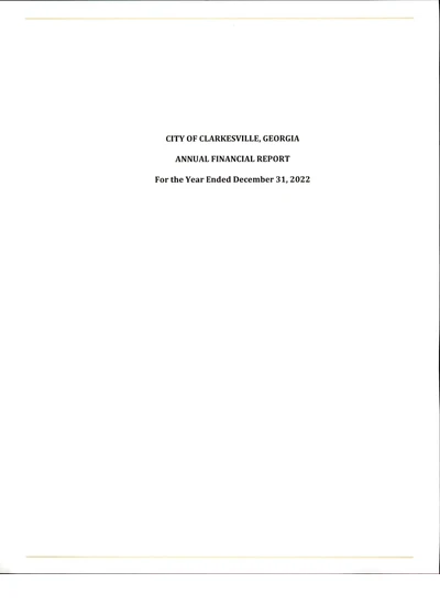 City of Clarkesville ACFR Cover