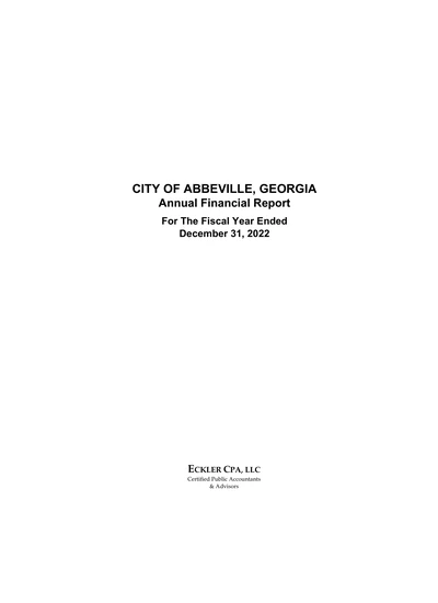 City of Abbeville, Georgia ACFR Cover