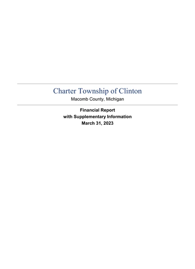 Charter Township of Clinton ACFR Cover