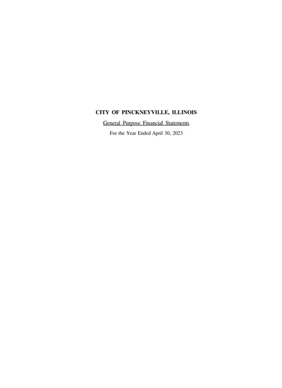 City of Pinckneyville Illinois ACFR Cover