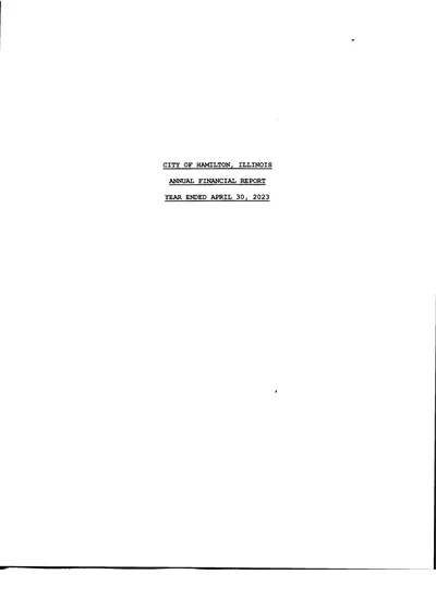 City of Hamilton, Il ACFR Cover