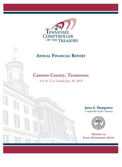 Cannon County, Tennessee ACFR Cover
