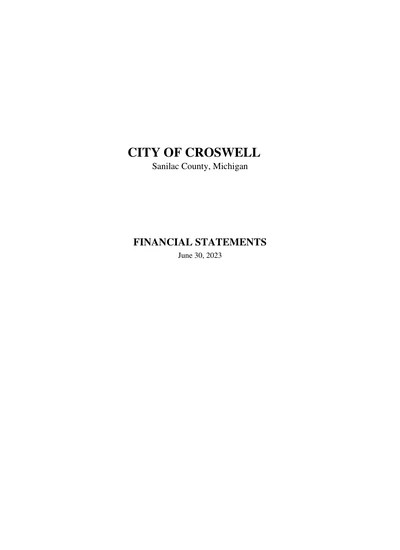 City of Croswell ACFR Cover