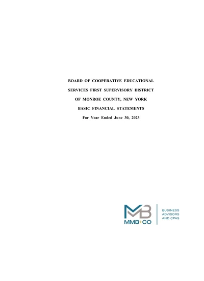 Boces First Supervisory District of Monroe County ACFR Cover