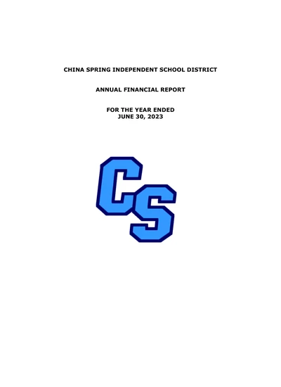 China Spring Independent School District ACFR Cover