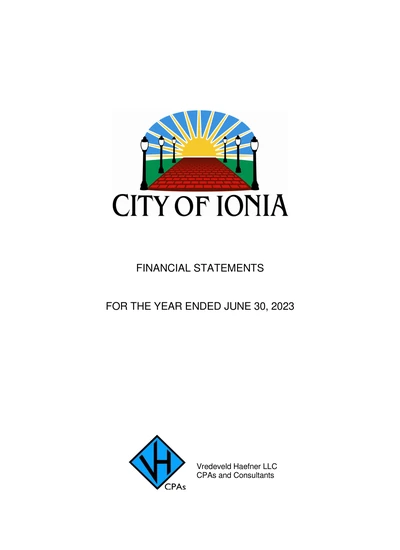 City of Ionia ACFR Cover