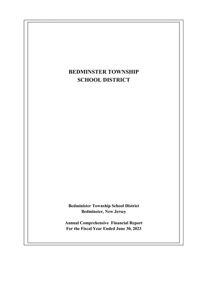 Bedminster Township School District ACFR Cover