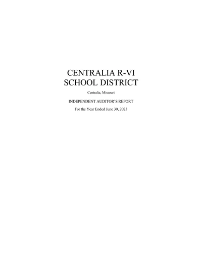 Centralia R-vi School District ACFR Cover