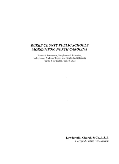 Burke County Public Schools ACFR Cover