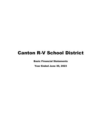 Canton R-v School District ACFR Cover