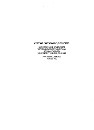 City of Lockwood ACFR Cover