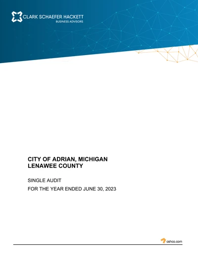 City of Adrian ACFR Cover