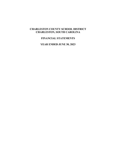 Charleston County School District ACFR Cover