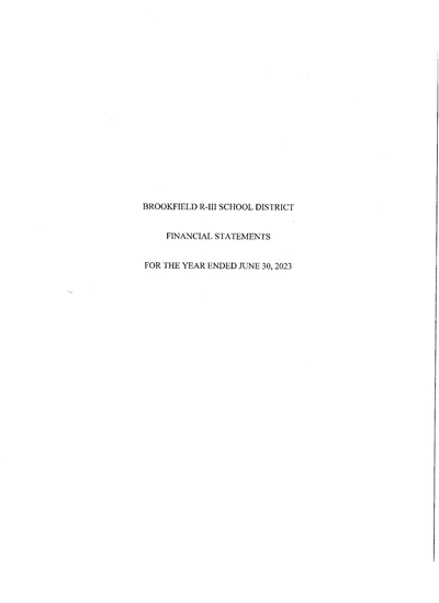 Brookfield R-iii School District ACFR Cover