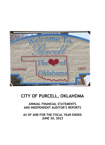 City of Purcell, Oklahoma ACFR Cover