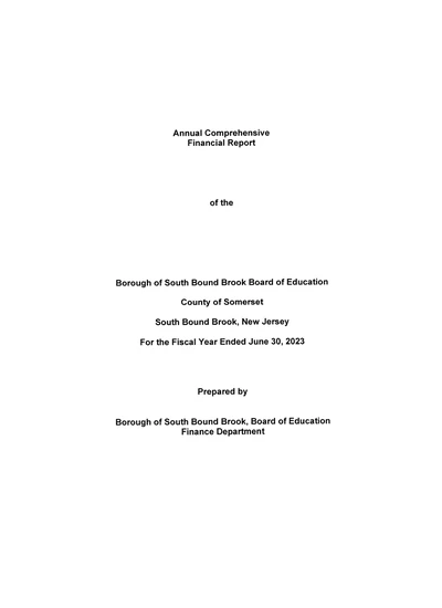 City of Elizabeth School District ACFR Cover