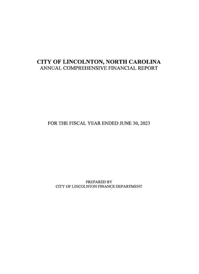City of Lincolnton ACFR Cover