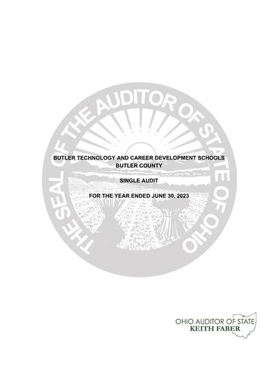 Butler Technology and Career Development Schools ACFR Cover