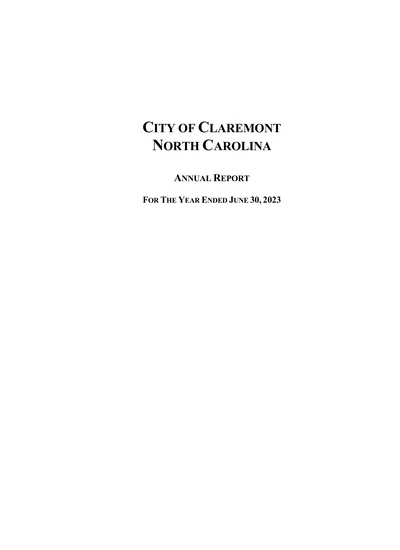City of Claremont ACFR Cover