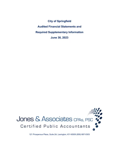 City of Springfield ACFR Cover
