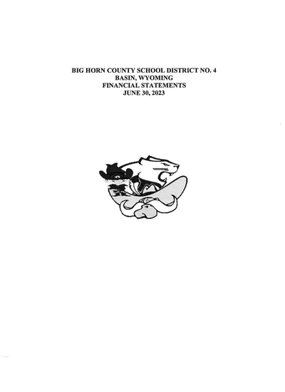 Big Horn County School District Number 4 ACFR Cover