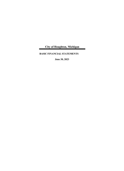 City of Houghton ACFR Cover
