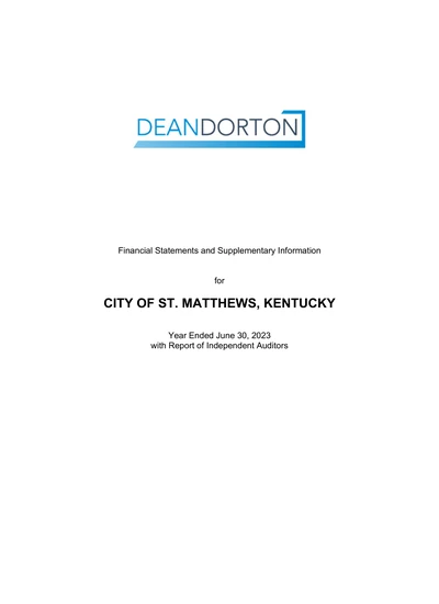 City of Saint Matthews ACFR Cover
