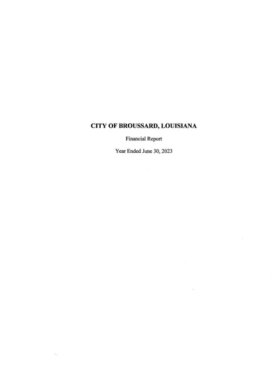 City of Broussard ACFR Cover