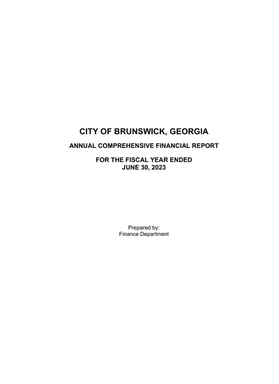 City of Brunswick, Ga ACFR Cover