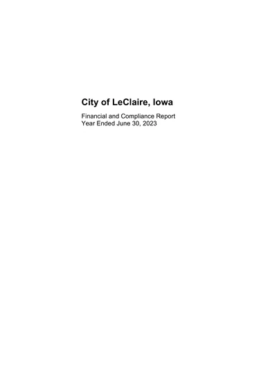 City of Leclaire, Iowa ACFR Cover